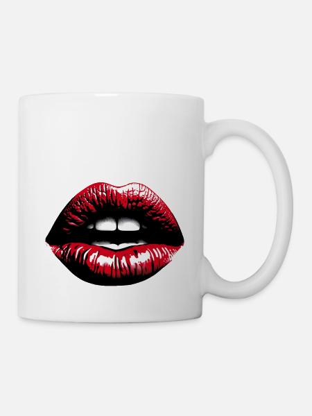 Contemplative Lips Red Lipstick - Mug - white