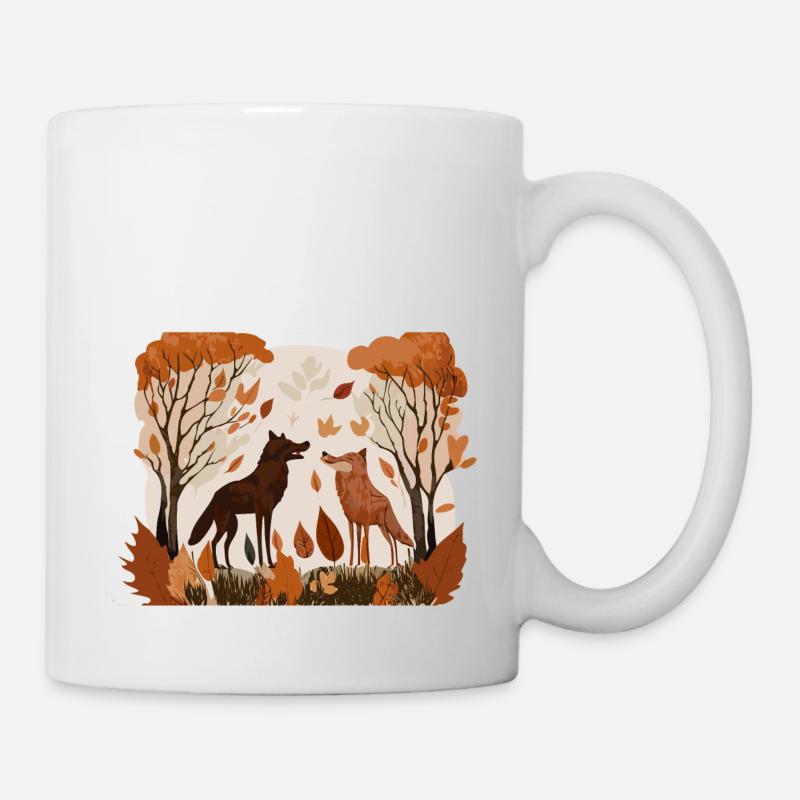 Zwei Wölfe (Herbstkollektion #5) - Tasse - Weiß