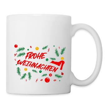 Frohe Weihnachten - Mistelzweige - Tasse - Weiß - Rechts
