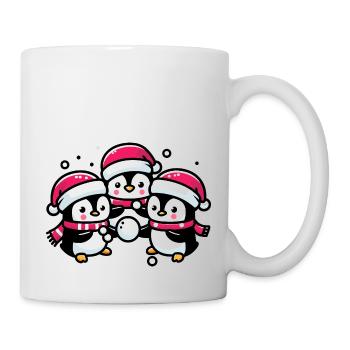 Adorable Penguin Santa Hat Winter Snowball Fight - Mug - white - Right
