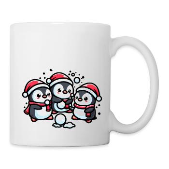 Entzückende niedliche Pinguin-Weihnachtsmannmütze Winter Schneeball fi - Tasse - Weiß - Rechts