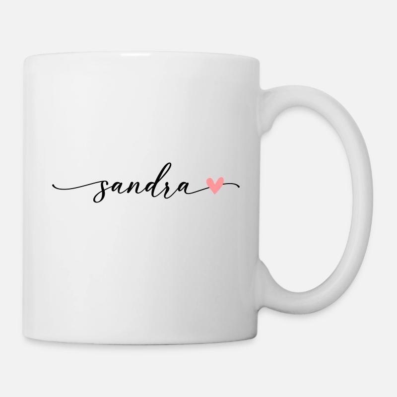 Sandra Name Kalligrafie Schrift - Tasse - Weiß