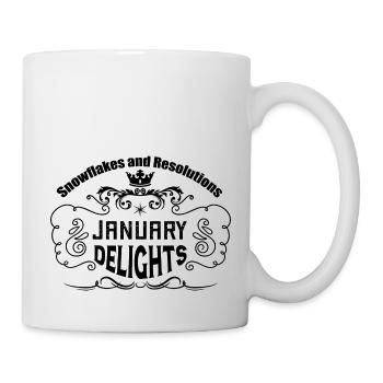 Schneeflocken und Vorsätze: Januar-Freuden. - Tasse - Weiß - Rechts