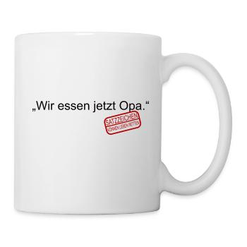 Wir essen jetzt Opa Satzzeichen Leben retten Komma - Tasse - Weiß - Rechts