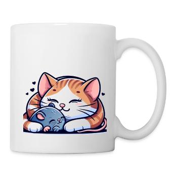 Câlin Chat Et Souris Amoureux - Mug blanc - blanc - Droite