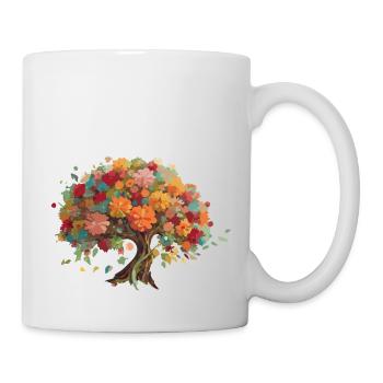 Baum-Bonsai bunt mit Laubblättern - Tasse - Weiß - Rechts
