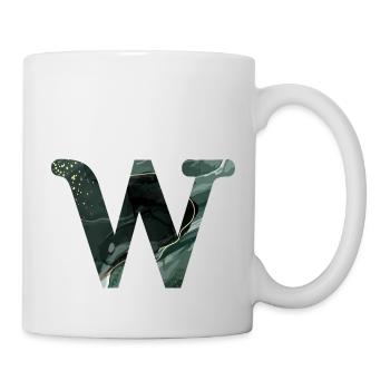 Lettre w marbré vert - Mug blanc - blanc - Droite
