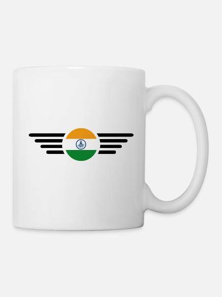 Indien Stil Design T-Shirt - Tasse - Weiß