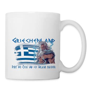 Griechenland wo Zeus und ich Urlaub machen - Tasse - Weiß - Rechts