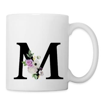 Lettre m floral violet - Mug blanc - blanc - Droite