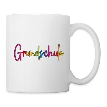 Grundschule Schrift bunt Regenbogen Farben - Tasse - Weiß - Rechts