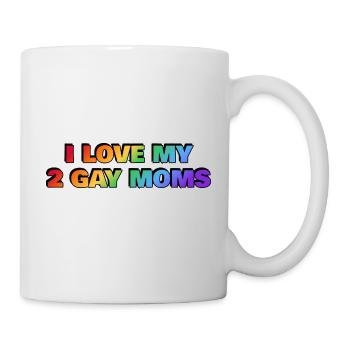J’aime mes 2 mamans gays - Mug blanc - blanc - Droite