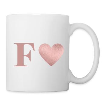 Buchstabe f Herz roségold - Tasse - Weiß - Rechts