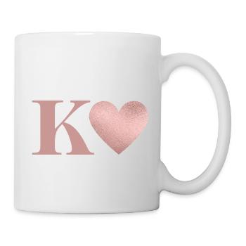 Buchstabe k Herz roségold - Tasse - Weiß - Rechts