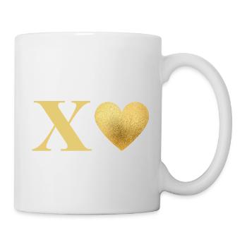 Buchstabe x Goldenes Herz - Tasse - Weiß - Rechts