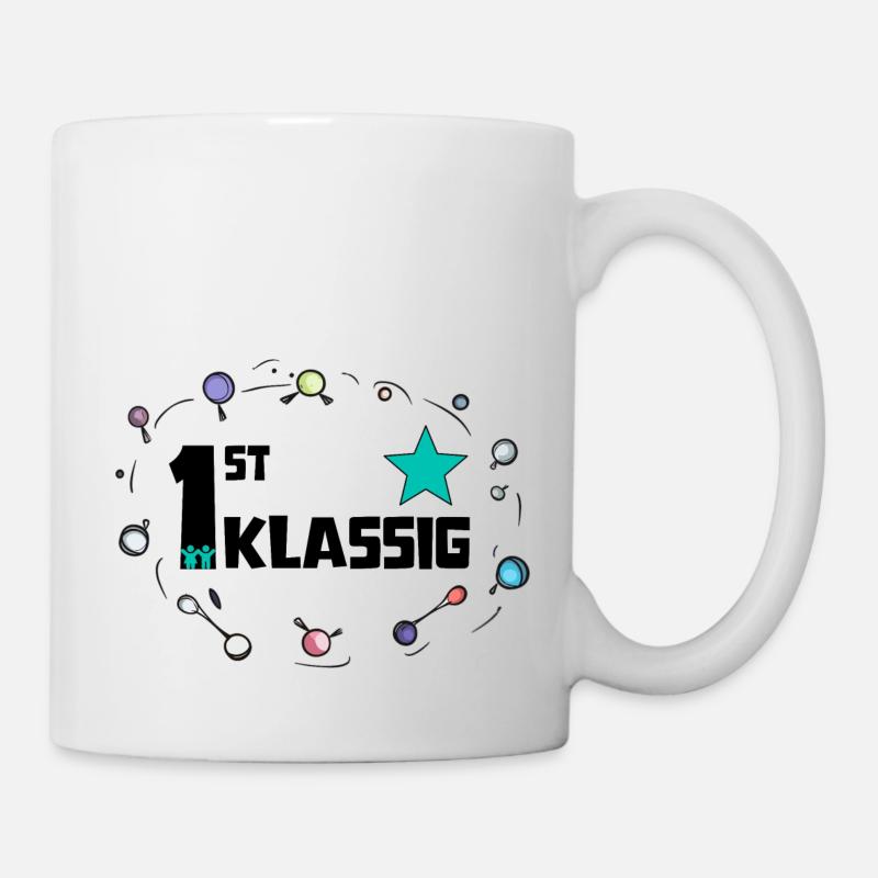 "1st-class" lettering with colorful balloons - Mug - white