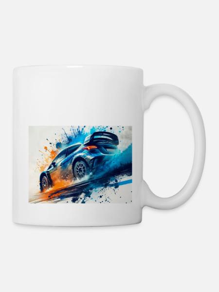 Rallye-Autorennen - Tasse - Weiß