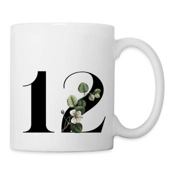 Numéro 12 floral vert -12e anniversaire floral - Mug blanc - blanc - Droite