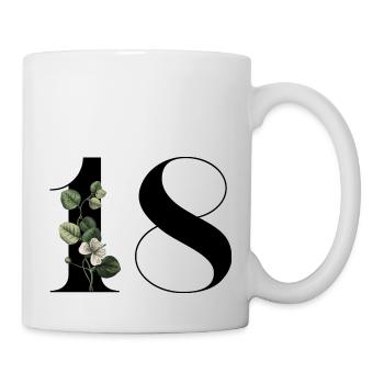 Numéro 18 floral vert -18e anniversaire floral - Mug blanc - blanc - Droite