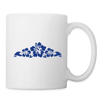 Hibiscus and Leaves - Blue - Tasse - Weiß - Rechts