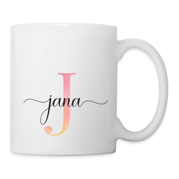 J | Monogram | Name | Jana |Watercolor - Mug - white - Right