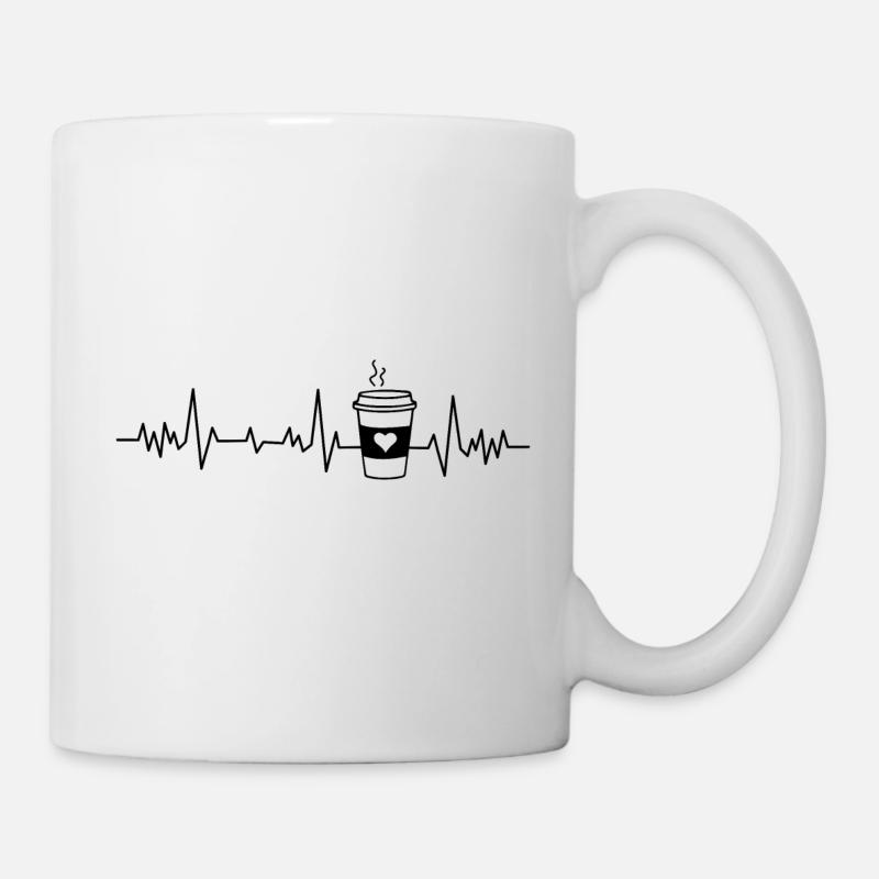 Kaffee Herzschlag - Tasse - Weiß