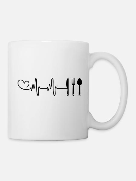 Gabel Besteck Herzschlag - Tasse - Weiß