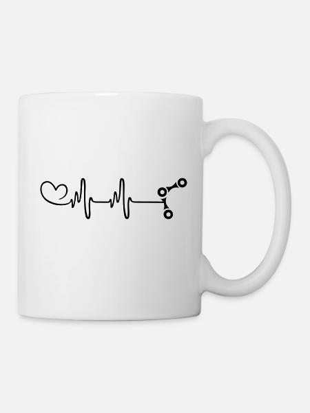 Fahrrad Kette Puls Herz - Tasse - Weiß