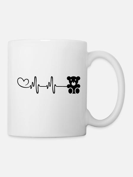 Teddybär bär Puls Herz - Tasse - Weiß
