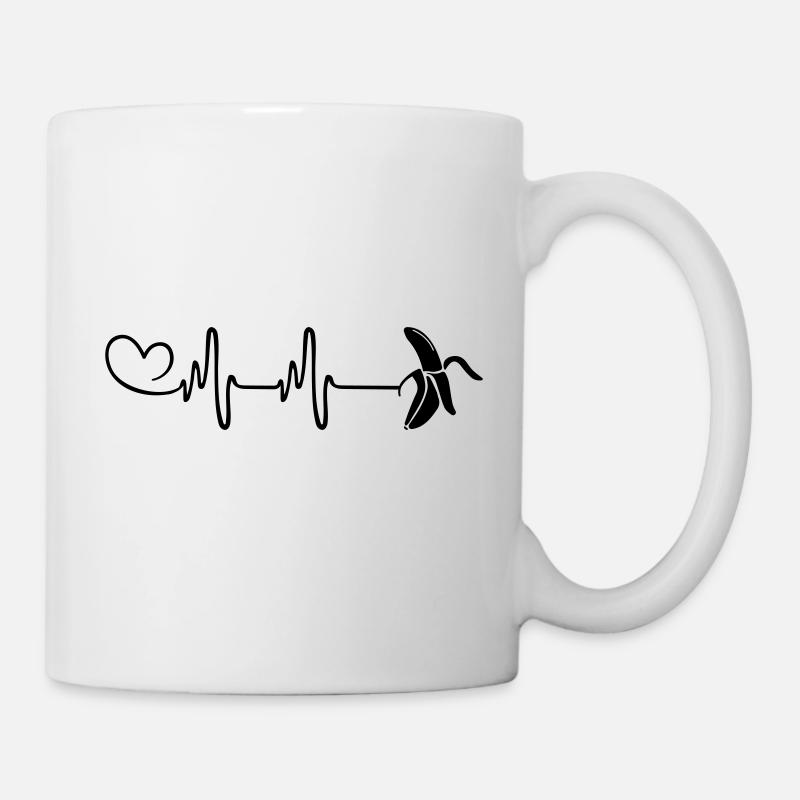 Banane Puls Herz - Tasse - Weiß