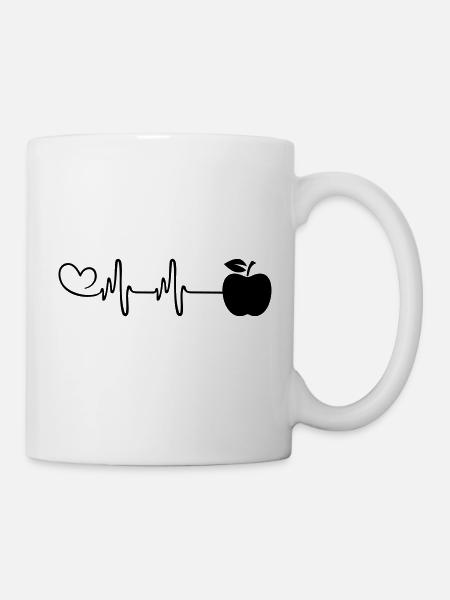 Apfel icon Puls Herz - Tasse - Weiß