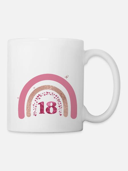18. Geburtstag Regenbogen Rose - Tasse - Weiß