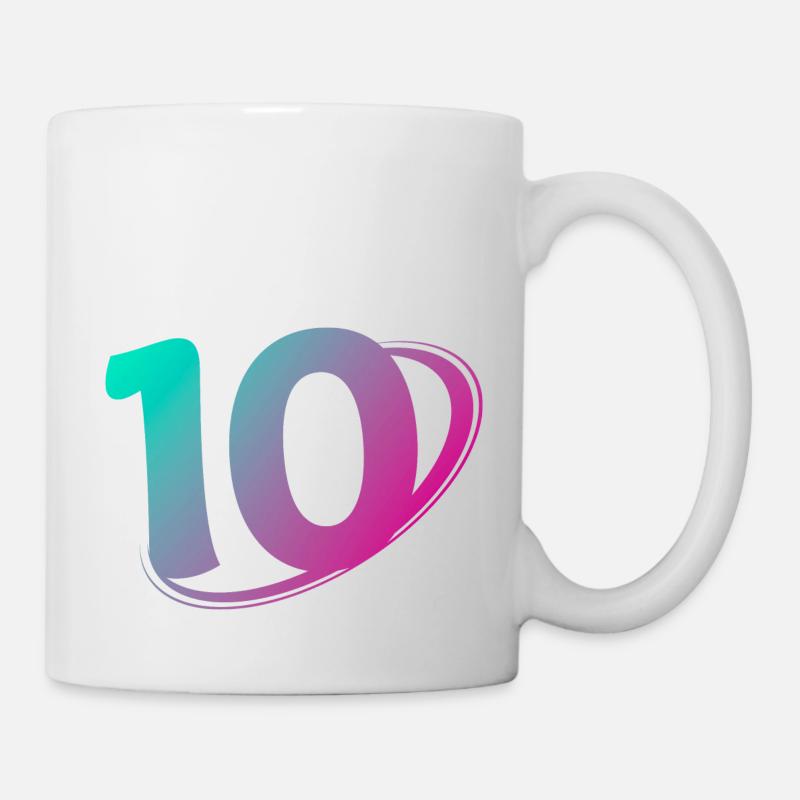 Nummer 10 mehrfarbig - Tasse - Weiß