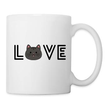 Love motif with cat face in black - Mug - white - Right