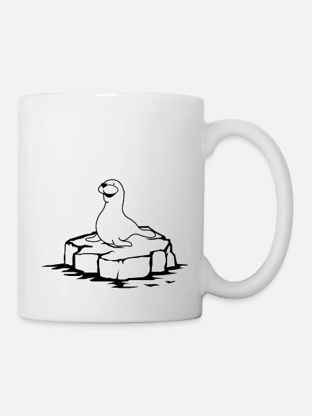 seehund auf eis - Tasse - Weiß