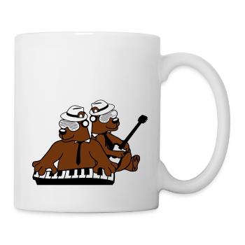 2 Bär Braunbär Keyboard Klavier Gitarre Band Team - Tasse - Weiß - Rechts