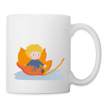 Enfant naviguant sur une feuille - Mug blanc - blanc - Droite