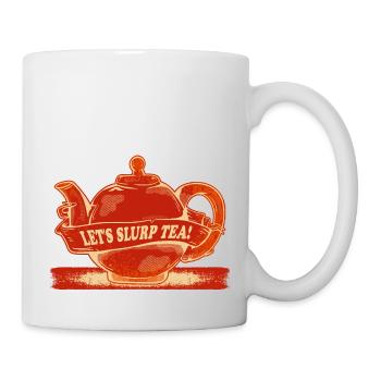 Rote Teekanne Teezeit - Tasse - Weiß - Rechts
