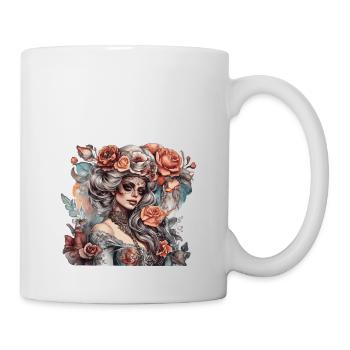 Dreamy and seductive woman in vintage style - Mug - white - Right