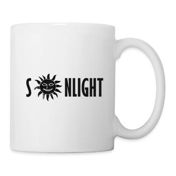SUNLIGHT | Schrift und Logo mit glücklicher Sonne - Tasse - Weiß - Rechts