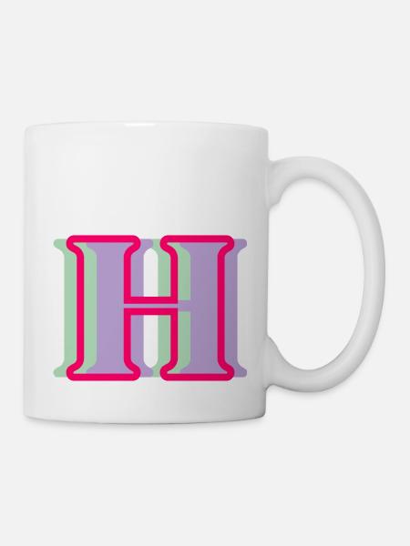 Mehrfarbiger Buchstabe h - Tasse - Weiß