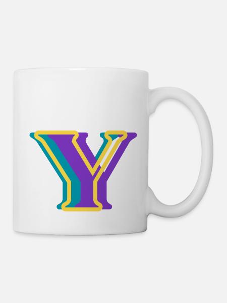 Mehrfarbiger Buchstabe y - Tasse - Weiß