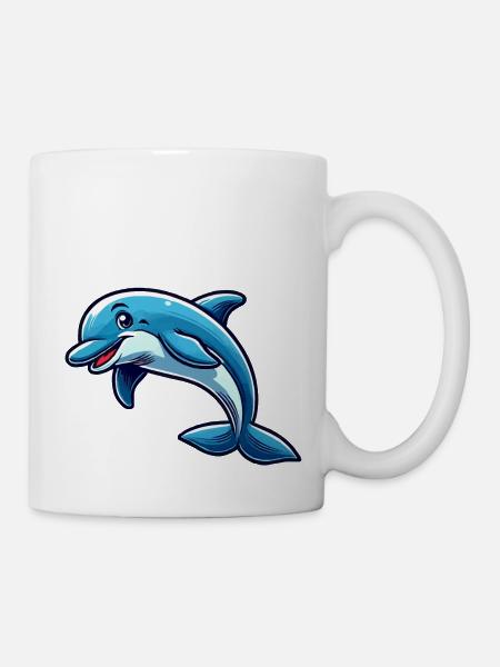 Delfin Delphin Comic - Tasse - Weiß
