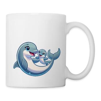 Dolphin mother and child frolicking - Mug - white - Right