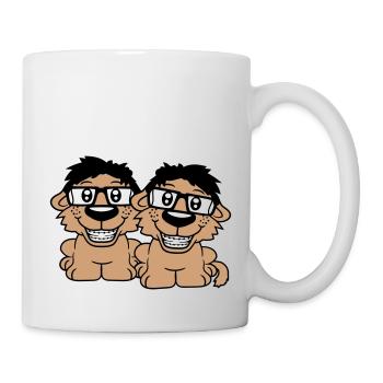 2 chiens nerds lunettes à monture de corne geeks bretelles intelligentes - Mug blanc - blanc - Droite