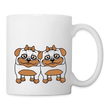 2 chiens carlin filles femmes petites amies équipe filles - Mug blanc - blanc - Droite