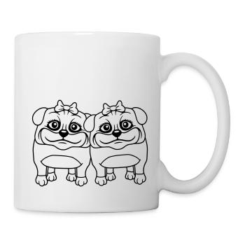 2 chiens carlin filles femmes petites amies équipe filles - Mug blanc - blanc - Droite