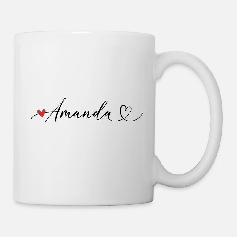 Amanda Last name First name Calligraphy heart - Mug - white