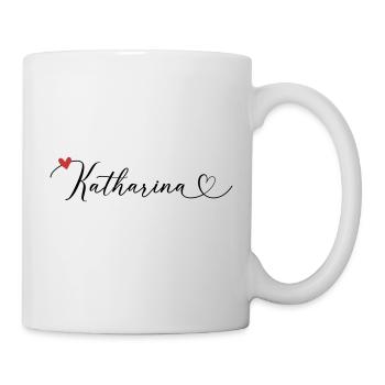 Katharina Last name First name Calligraphy heart - Mug - white - Right