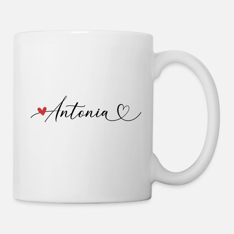 Antonia Name Vorname Kalligrafieherz - Tasse - Weiß
